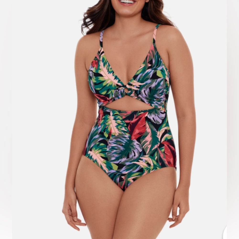 NWT~Women’s 1 PC Tropical🌴Swimsuit w keyhole front Lt padding in bra SZ:S (4-6)